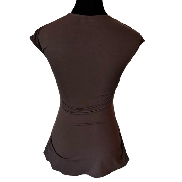 Sky Brown Reptile Print Accent Stretch Top XS - Picture 4 of 5